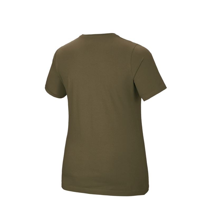 Hauts: e.s. T-Shirt cotton stretch, femmes, plus fit + vert boue 3