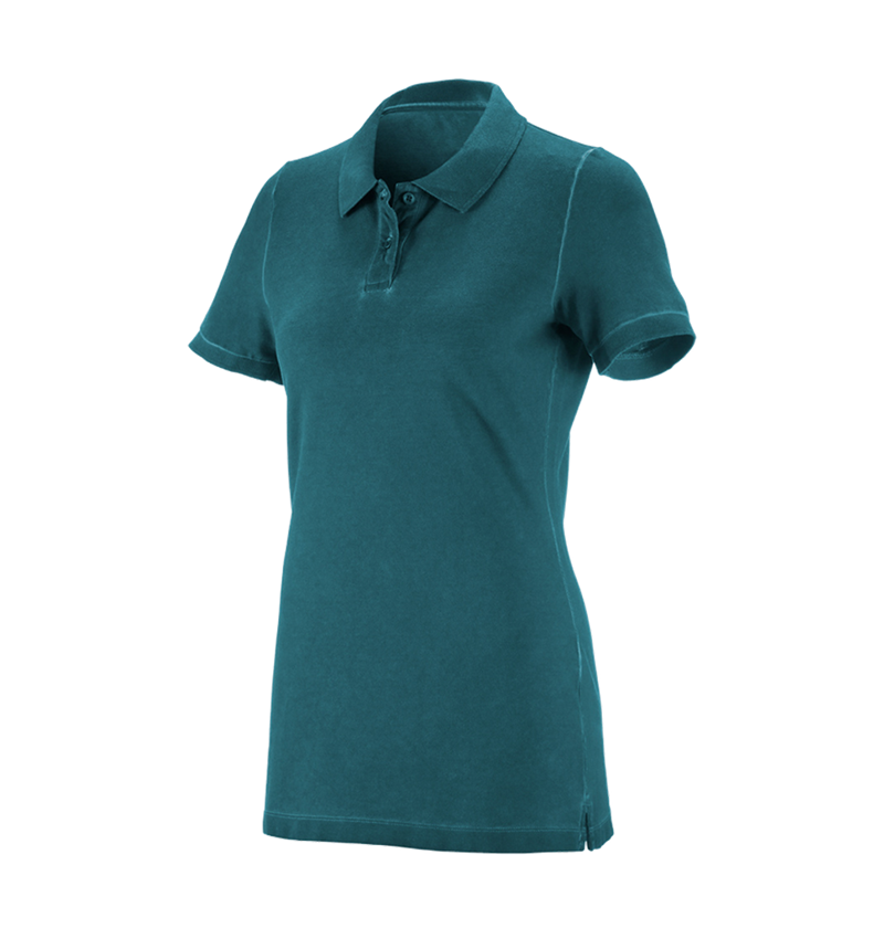 Shirts & Co.: e.s. Polo-Shirt vintage cotton stretch, Damen + dunkelcyan vintage 1