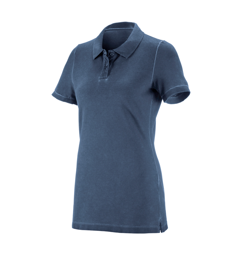 Loodgieter / Installateurs: e.s. Polo-Shirt vintage cotton stretch, dames + antiek blauw vintage