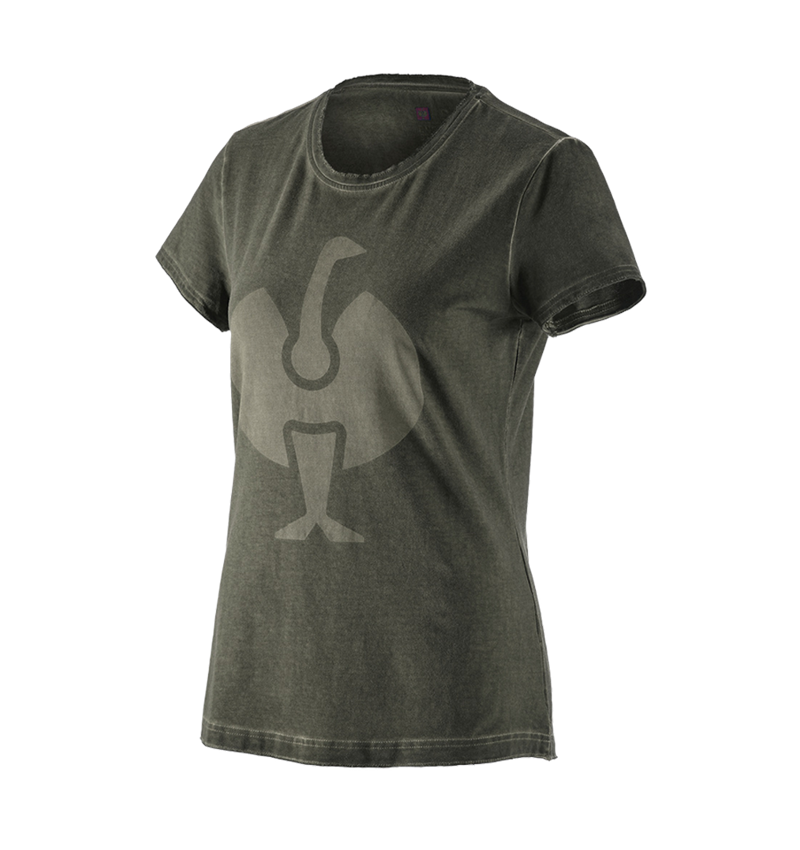 Bovenkleding: T-Shirt e.s.motion ten ostrich, dames + camouflagegroen vintage 2