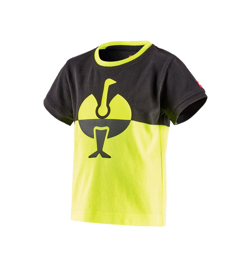 Bovenkleding: e.s. Pique-Shirt colourblock, kinderen + zwart/signaalgeel 2