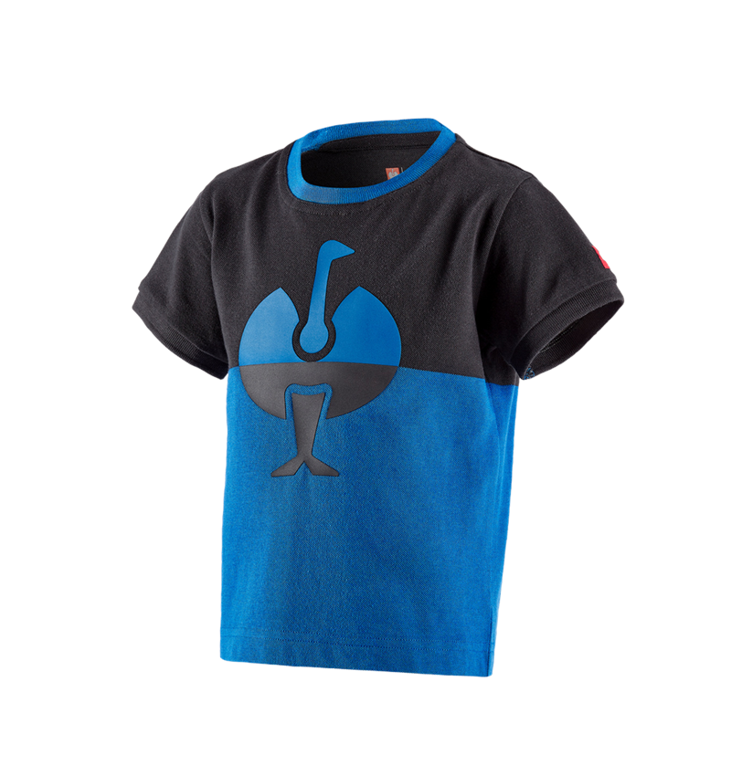 Hauts: e.s. Pique-Shirt colourblock, enfants + graphite/bleu gentiane 2