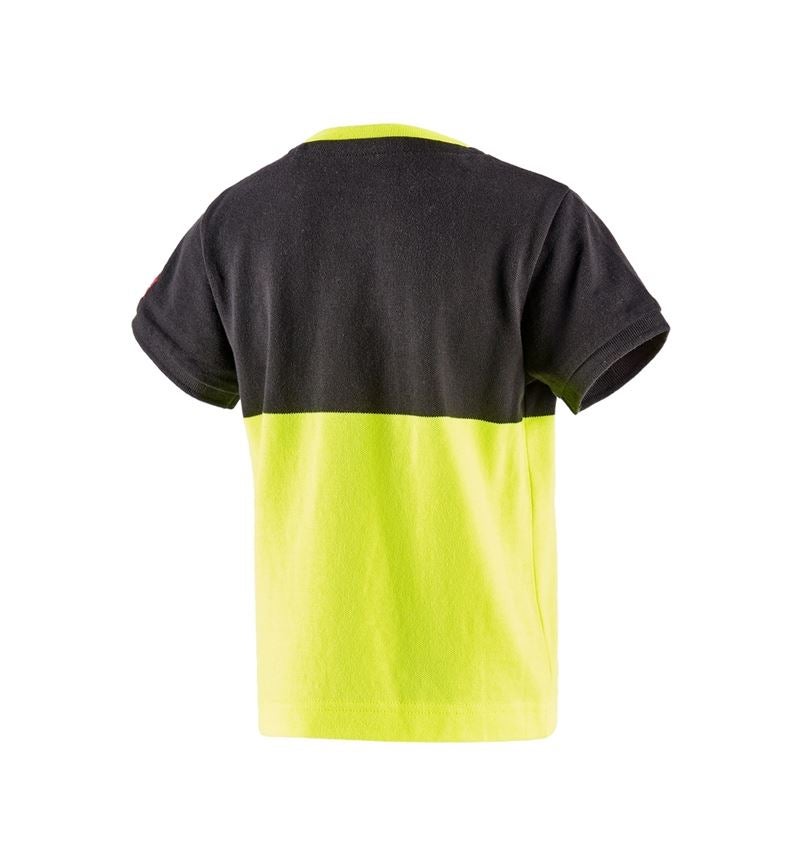 Hauts: e.s. Pique-Shirt colourblock, enfants + noir/jaune fluo 3
