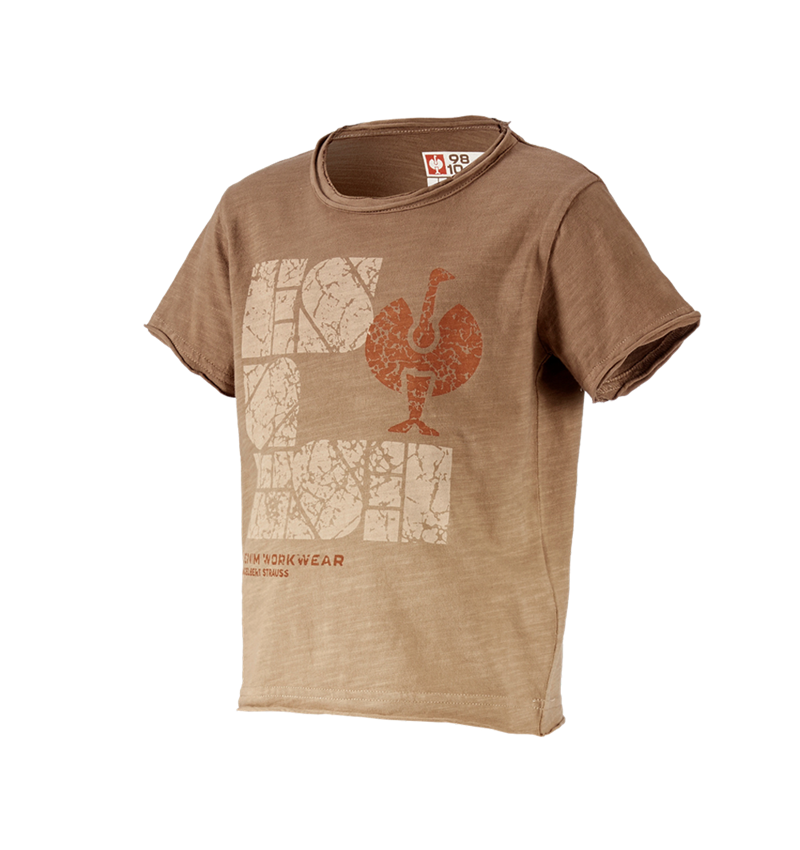 Hauts: e.s. T-Shirt denim workwear, enfants + brun clair vintage 1