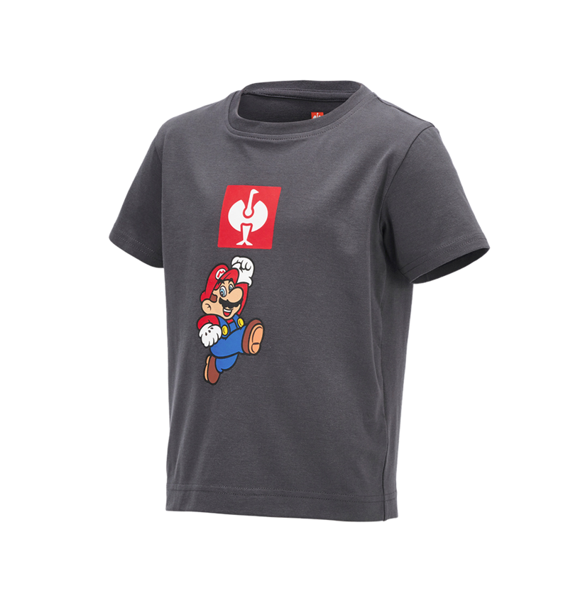Shirts & Co.: Super Mario T-Shirt, Kinder + anthrazit 1