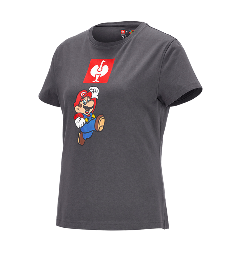 Shirts & Co.: Super Mario T-Shirt, Damen + anthrazit 1