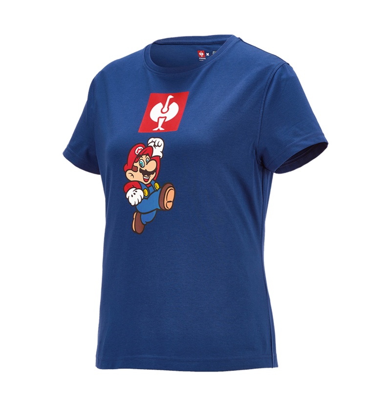 Shirts & Co.: Super Mario T-Shirt, Damen + alkaliblau 1