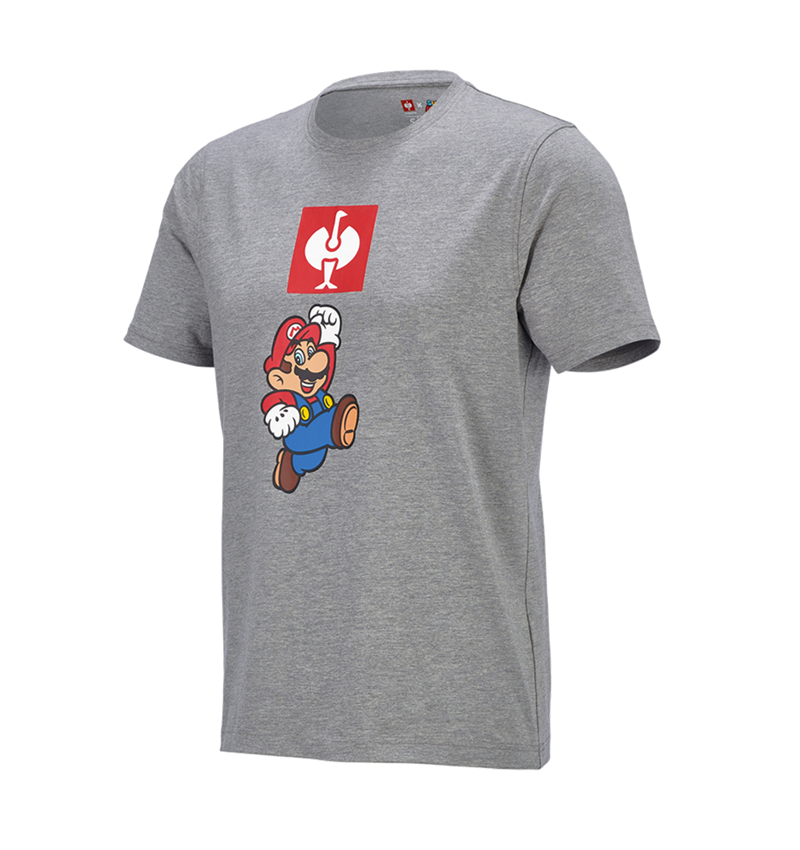 Shirts & Co.: Super Mario T-Shirt, Herren + graumeliert 1