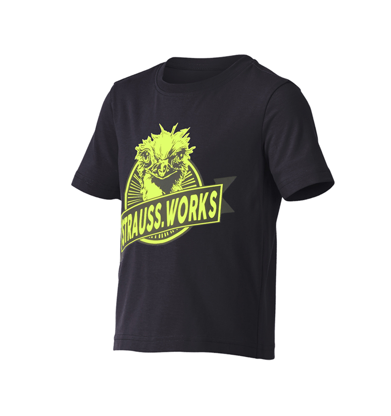Hauts: e.s. T-shirt strauss works, enfants + noir/jaune fluo 3