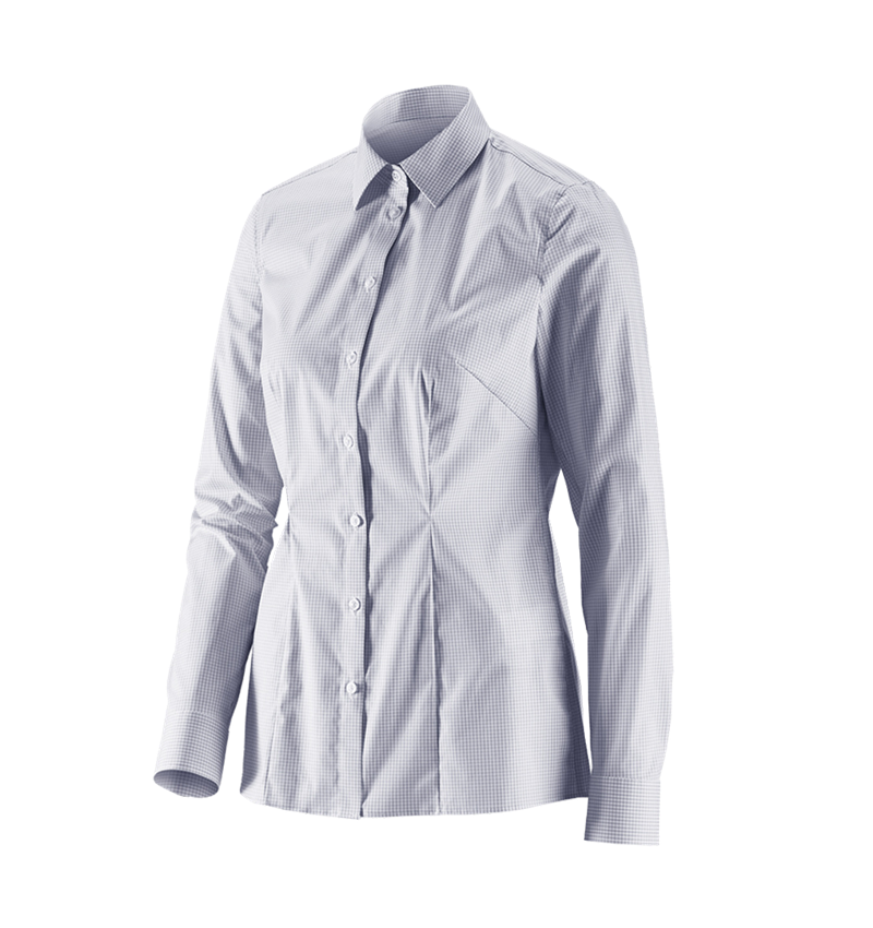 Shirts & Co.: e.s. Business Bluse cotton stretch, Damen reg. fit + nebelgrau kariert 2