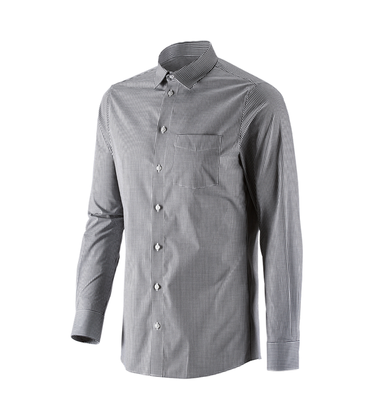 Shirts & Co.: e.s. Business Hemd cotton stretch, slim fit + schwarz kariert 5
