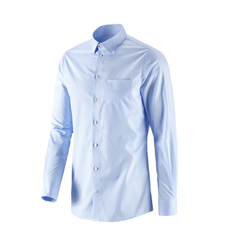 Shirts & Co.: e.s. Business Hemd cotton stretch, slim fit + frostblau kariert 4