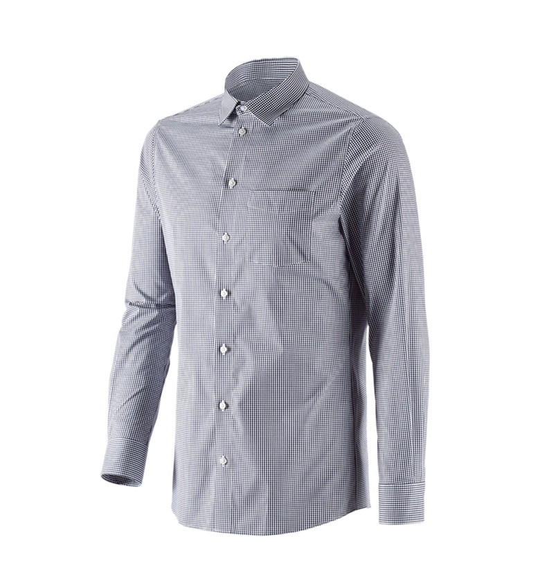 Bovenkleding: e.s. Business overhemd cotton stretch, slim fit + donkerblauw geruit 2