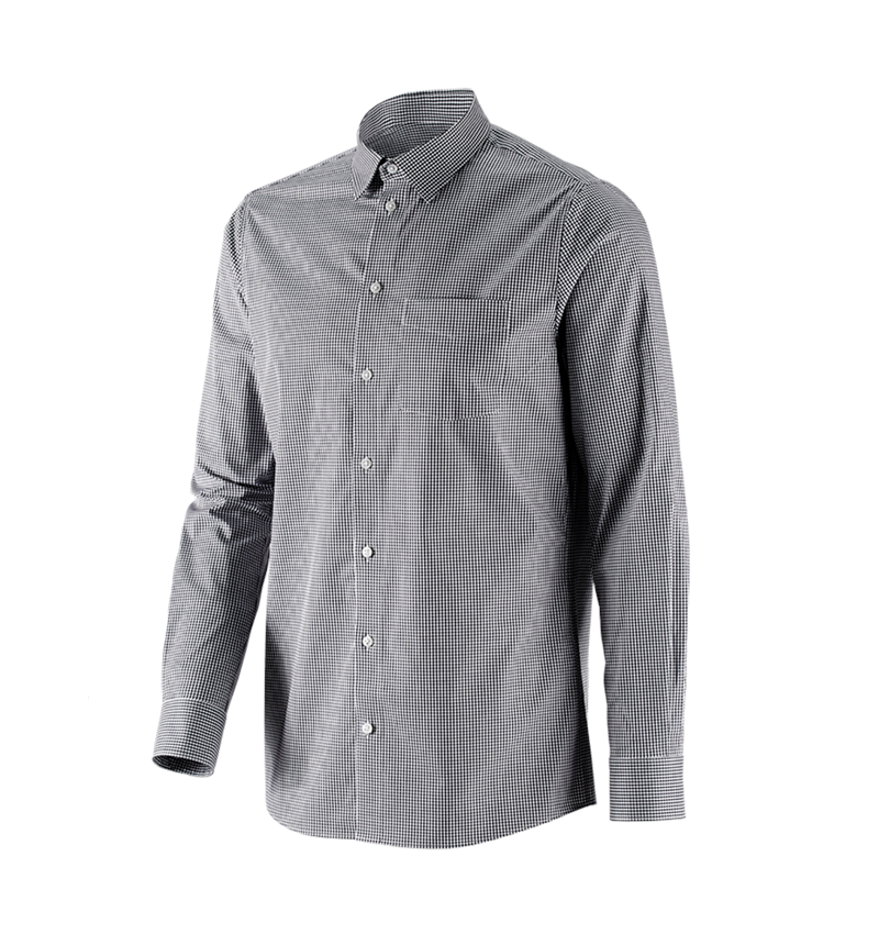 Shirts & Co.: e.s. Business Hemd cotton stretch, regular fit + schwarz kariert 4