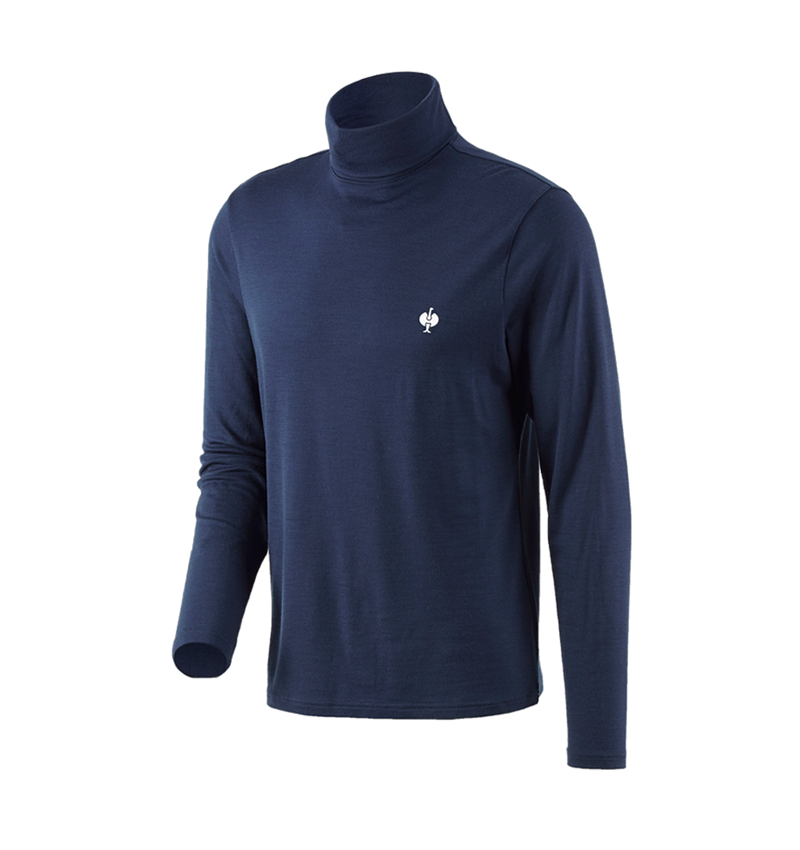 Bovenkleding: Shirt met col Merino e.s.trail + diepblauw/wit 2