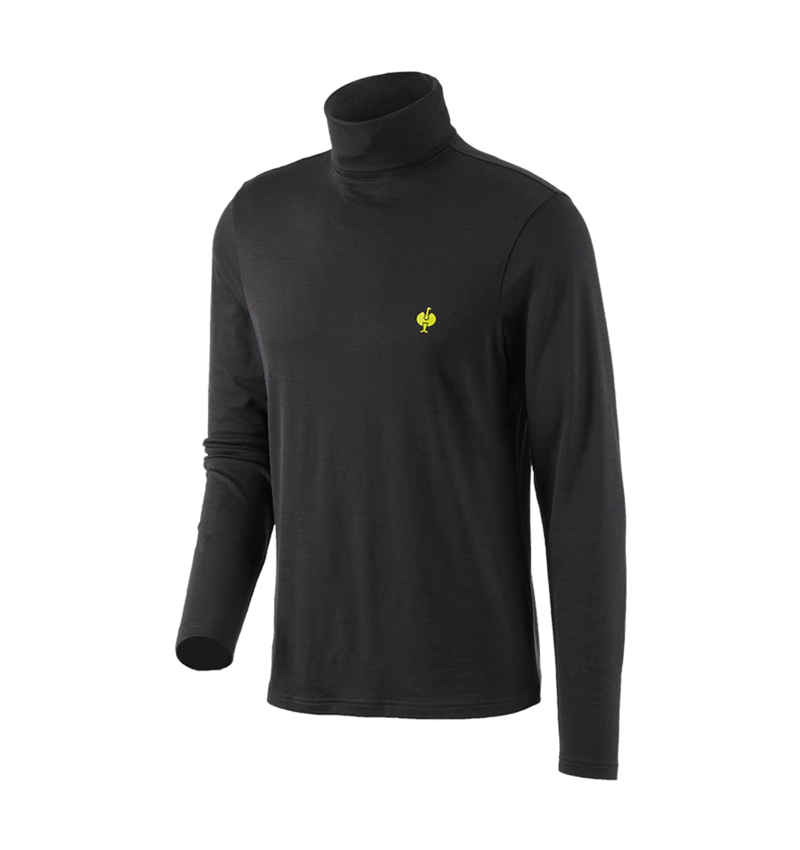 Bovenkleding: Shirt met col Merino e.s.trail + zwart/zuurgeel 2