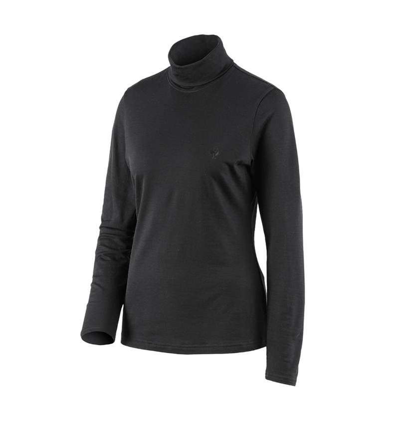 Kleding: Shirt met col Merino e.s.trail, dames + zwart 3