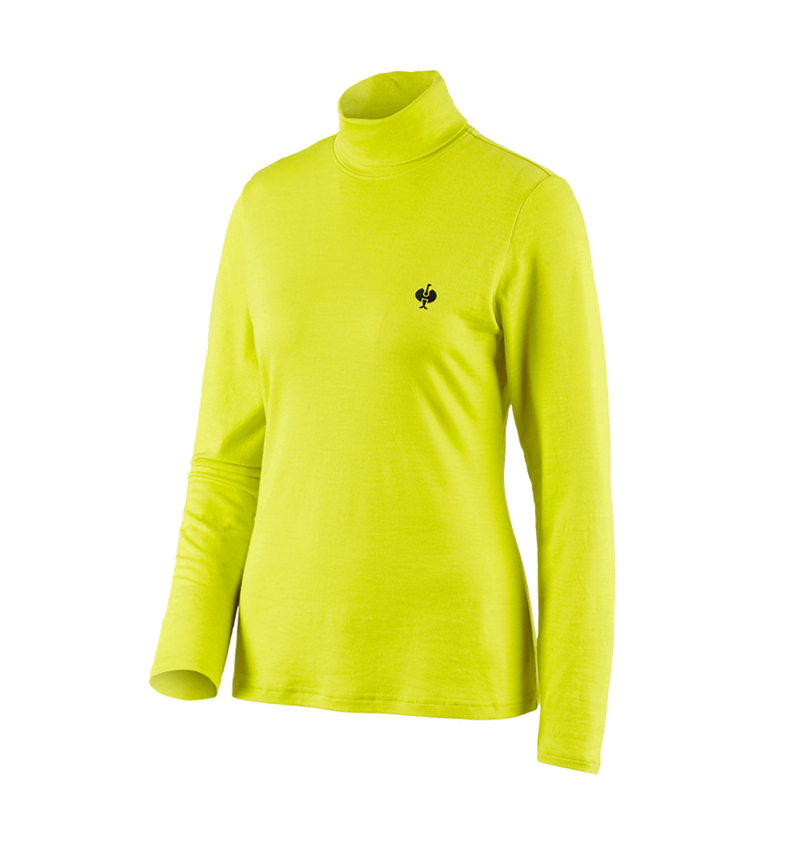 Bovenkleding: Shirt met col Merino e.s.trail, dames + zuurgeel/zwart 3