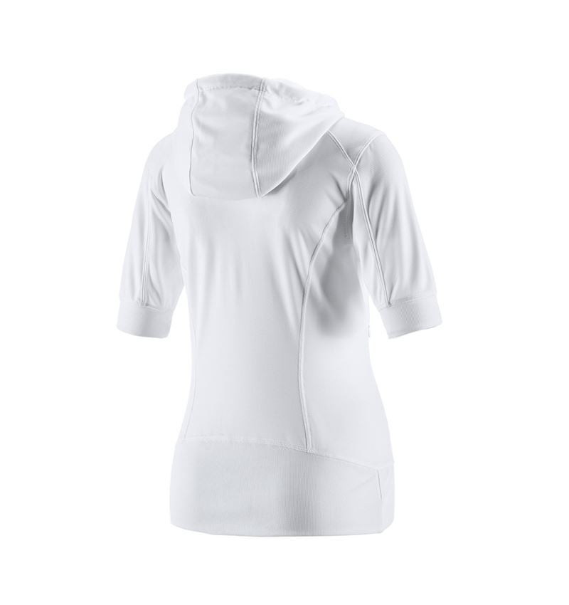 Shirts & Co.: e.s. Funktions Kapuzenjacke stripe 3/4 Arm, Damen + weiß 1