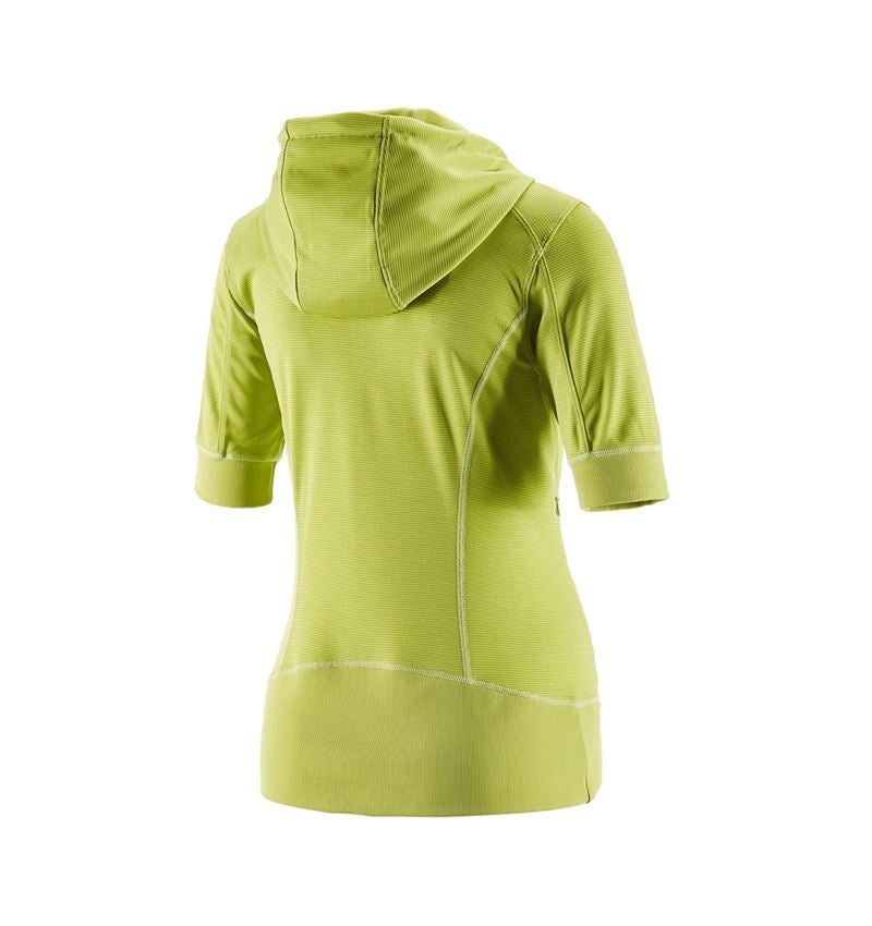 Vestes de travail: e.s.Veste à capuche fonct.à manches 3/4 stripe,fem + vert mai 2