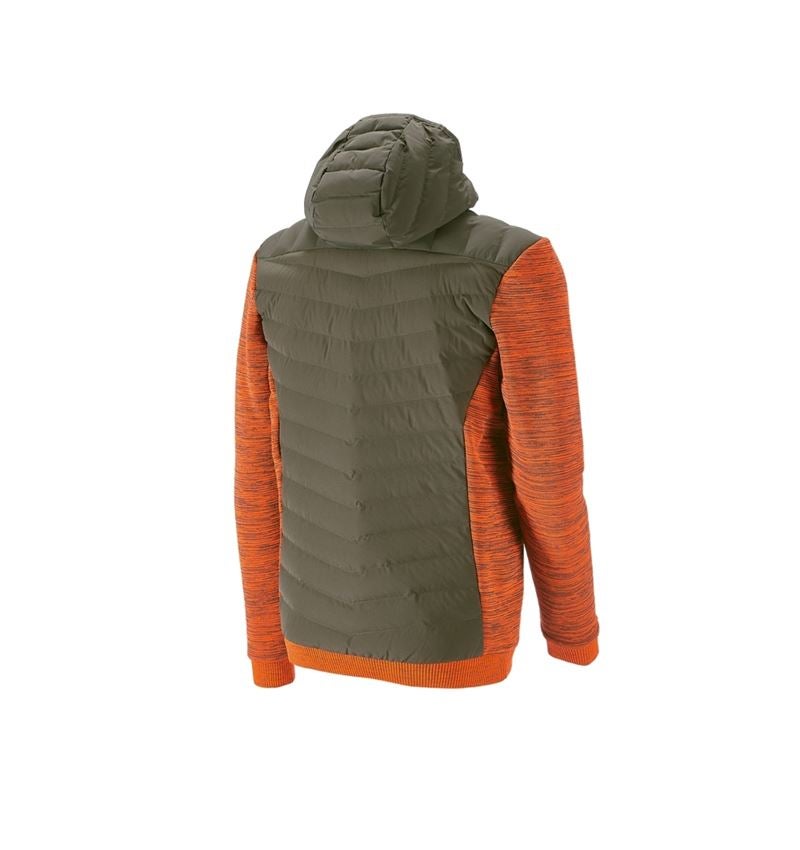 Horti-/ Sylvi-/ Agriculture: Veste en tricot à capuche hybride e.s.motion ten + vert camouflage/orange fluo mélange 3