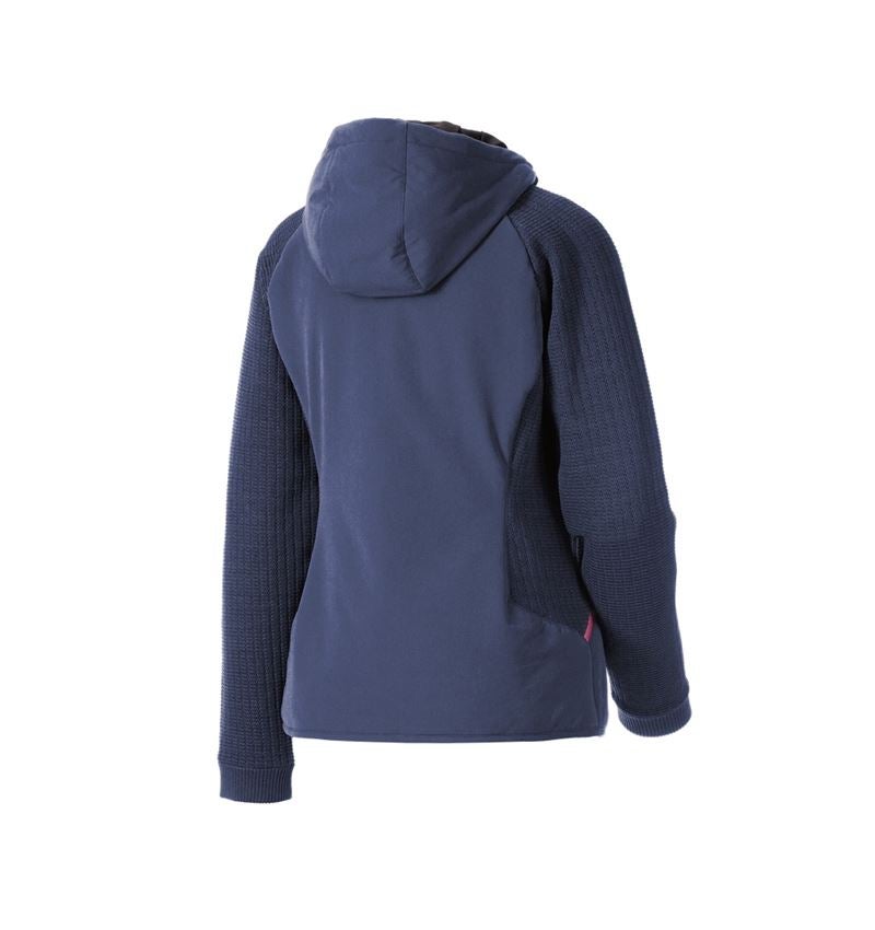 Vestes de travail: Veste en tricot à capuche hybride e.s.trail,femmes + bleu profond/rose tara 5