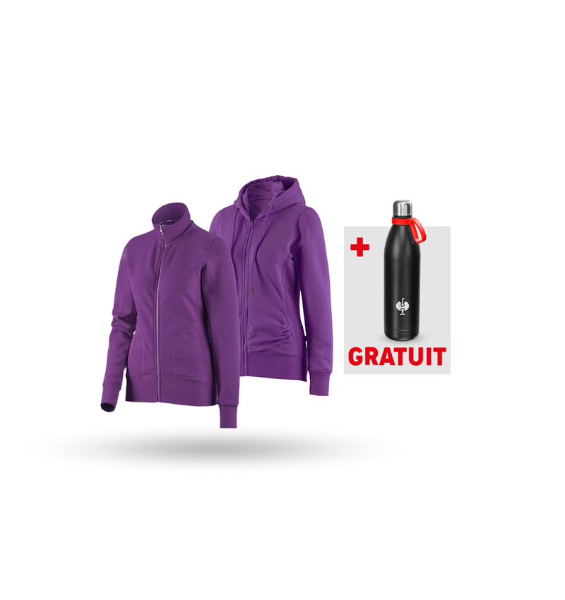 Vêtements: KIT : Veste sweat + veste sweat à capuche, femmes + violet