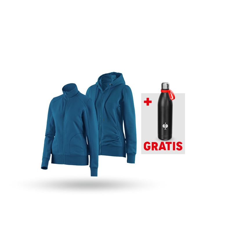 Bekleidung: SET: Sweatjacke + Hoody-Sweatjacke, Damen + atoll