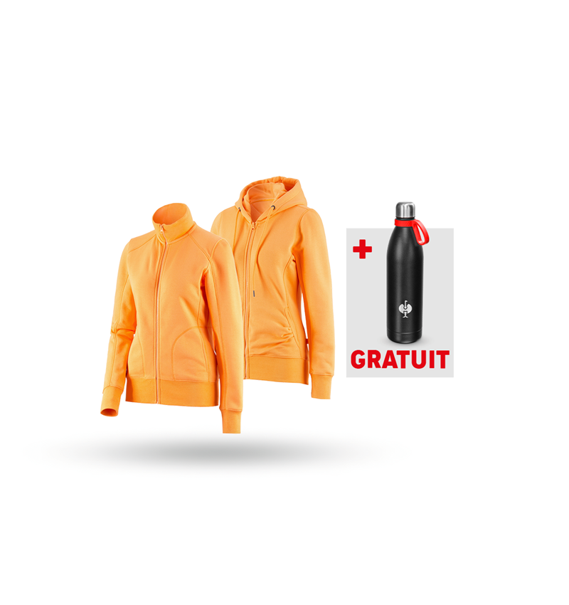 Vêtements: KIT : Veste sweat + veste sweat à capuche, femmes + orange clair