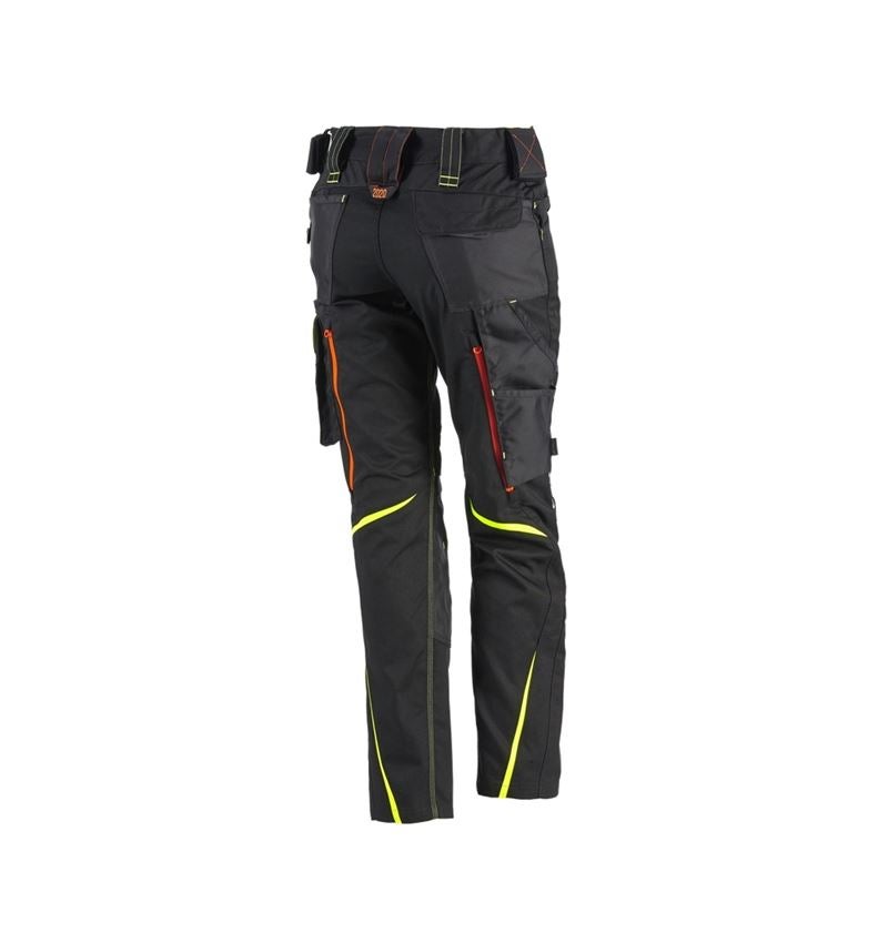 Pantalons de travail: Pantalon pour femmes e.s.motion 2020 d'hiver + noir/jaune fluo/orange fluo 1