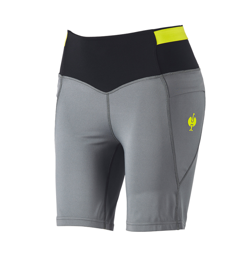 Pantalons de travail: Collant Race short e.s.trail, femmes + gris basalte/jaune acide 2