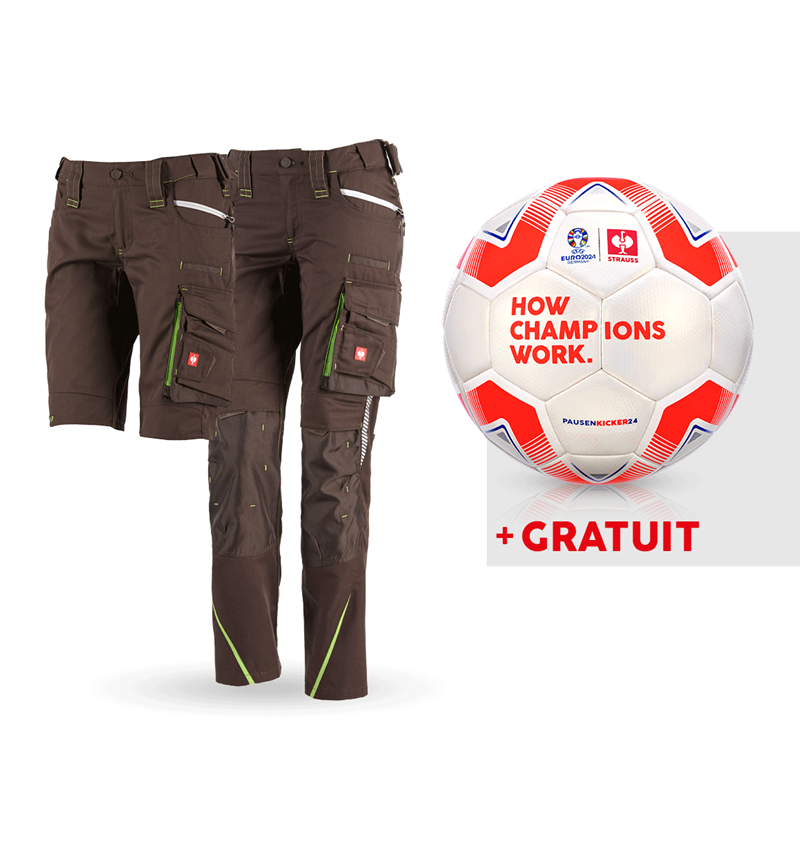 Vêtements: KIT : Pantalon fem e.s.motion 2020 + short + ballo + marron/vert d'eau