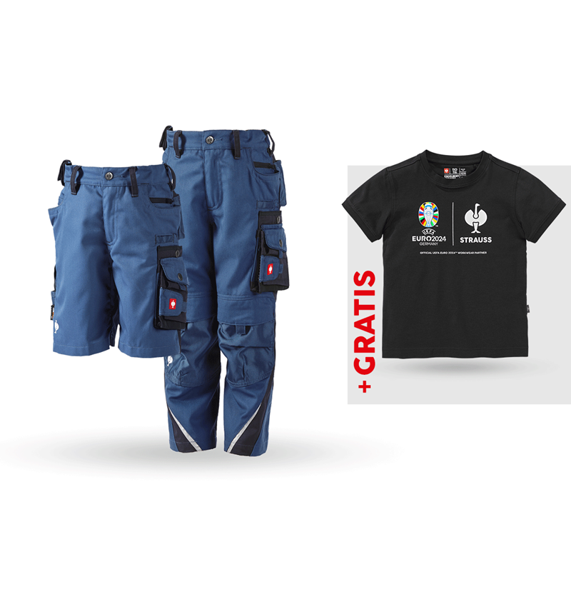 Samenwerkingen: SET: Kinderbroek + short e.s.motion + shirt + kobalt/pacific