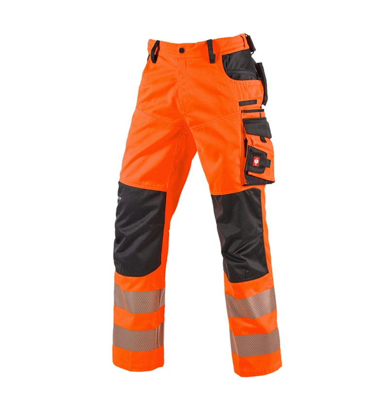 Pantalons de travail: Pantalon à taille élastique de signal. e.s.motion + orange fluo/anthracite