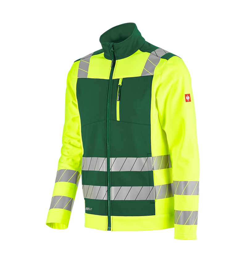 Vestes de travail: Veste softshell de signalisation e.s.motion 24/7 + vert/jaune fluo 6