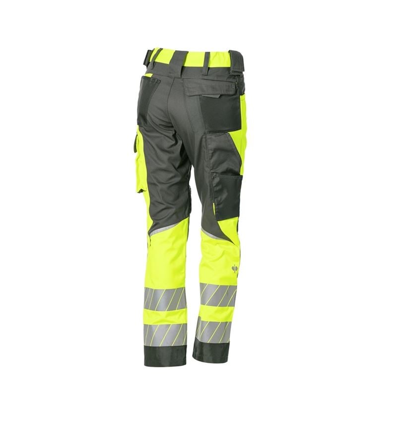 Pantalons de travail: Pantalon à taille él.signal. e.s.motion 24/7,femm. + anthracite/jaune fluo 7