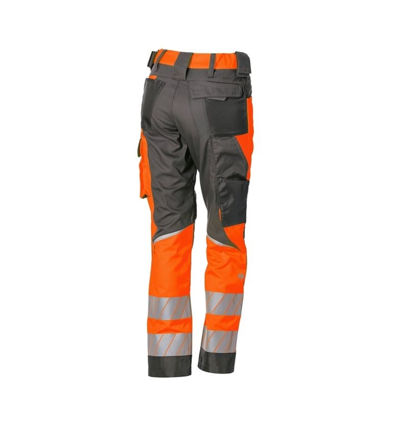 Pantalons de travail: Pantalon à taille él.signal. e.s.motion 24/7,femm. + anthracite/orange fluo 7