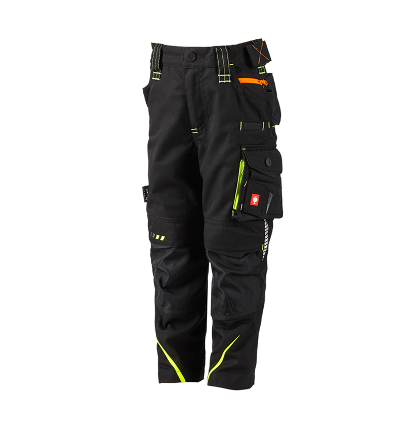 Pantalons: Pantalon à taille élastique e.s.motion2020,enfants + noir/jaune fluo/orange fluo 2