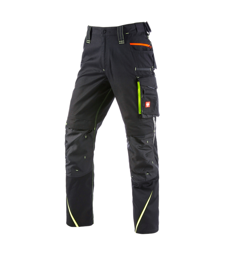 Pantalons de travail: Pantalon à taille élastique e.s.motion 2020 + noir/jaune fluo/orange fluo 2