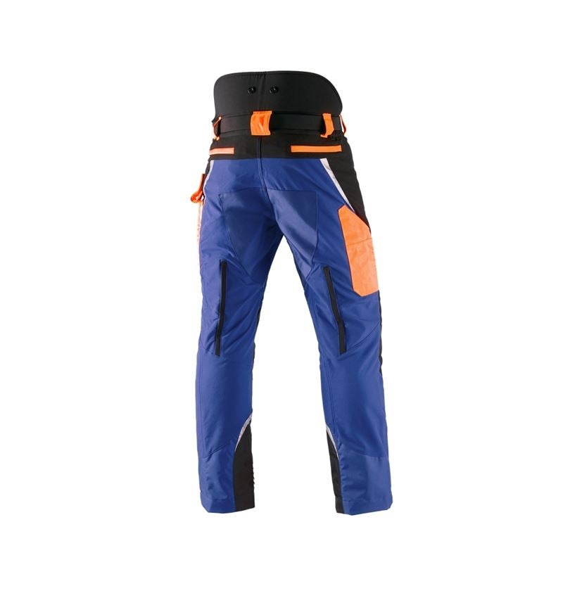 Pantalons de travail: e.s. Pantalon forestier élastique anticoupure, KWF + bleu royal/orange fluo 3