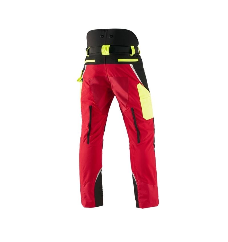 Pantalons de travail: e.s. Pantalon forestier élastique anticoupure, KWF + rouge/jaune fluo 3