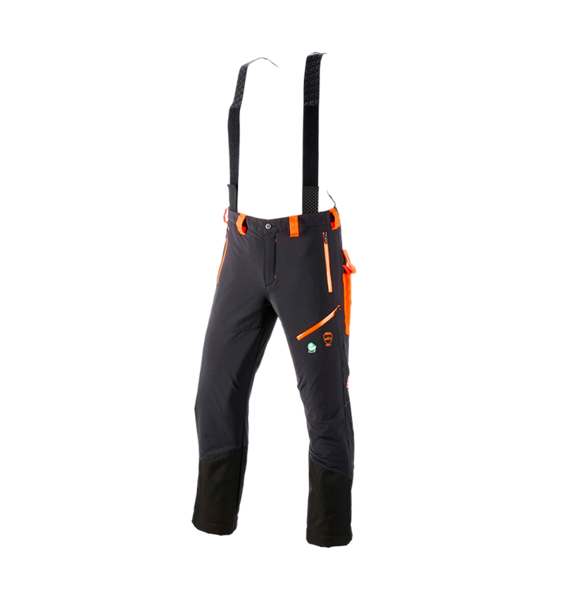 Pantalons de travail: Pantalon à taille élastique anticoupure e.s.vision + noir/orange fluo 2