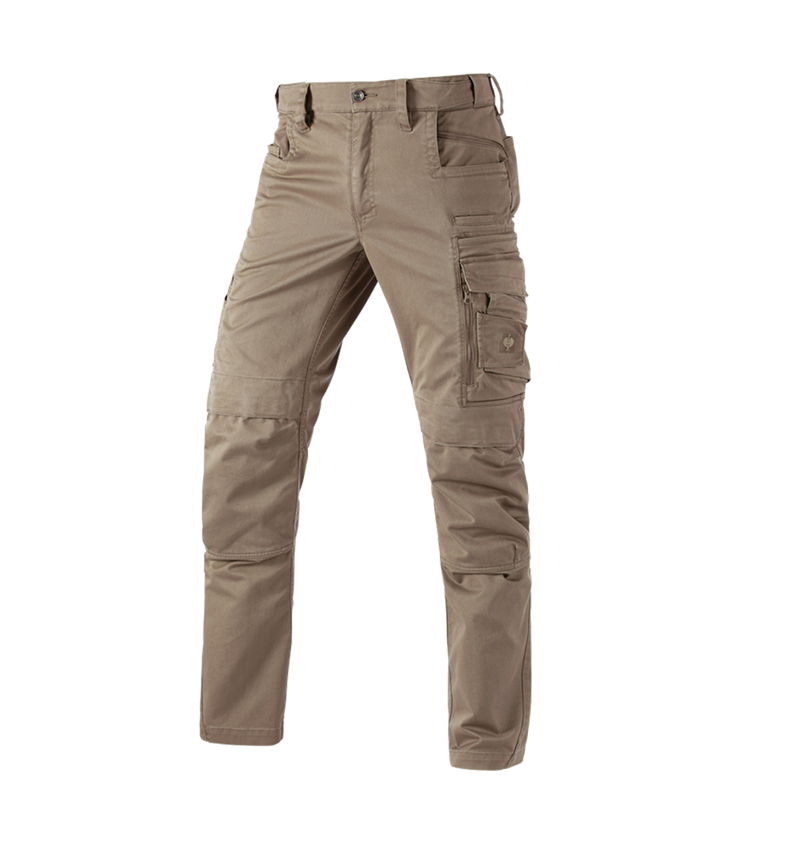 Menuisiers: Pantalon à taille élastique e.s.motion ten + brun cendré 1