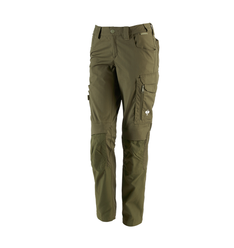 Pantalons de travail: Pantalon à taille élast. e.s.concrete solid femmes + vert boue 2