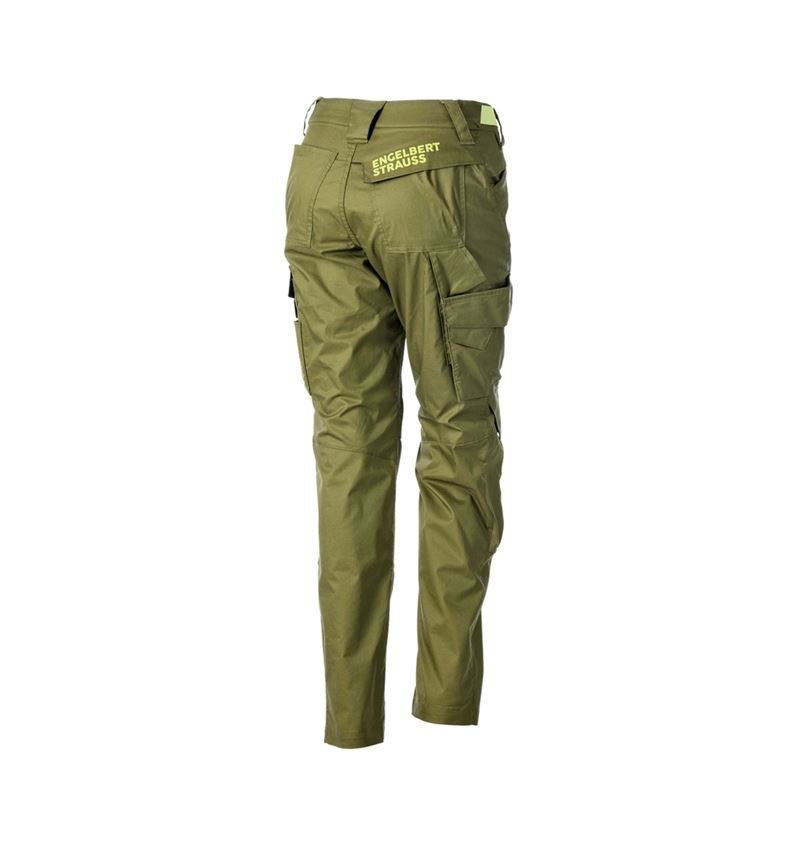 Pantalons de travail: Pantalon à taille élastique e.s.trail, femmes + vert genévrier/vert citron 4