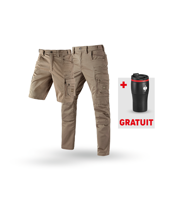 Vêtements: KIT: Pantalon+Short e.s.motion ten+Gobelet isolant + brun cendré