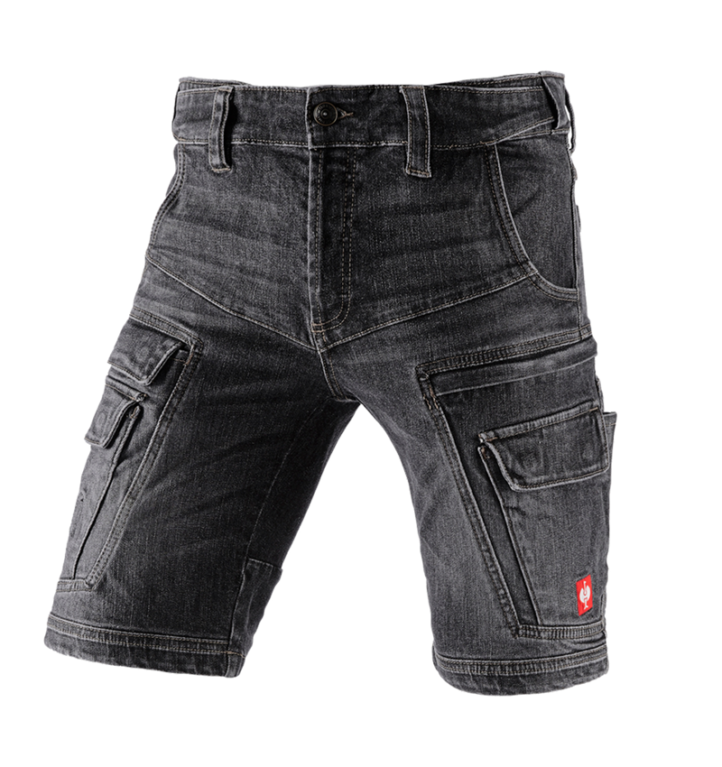 Pantalons de travail: e.s. Short en jeans cargo Worker POWERdenim + blackwashed 2