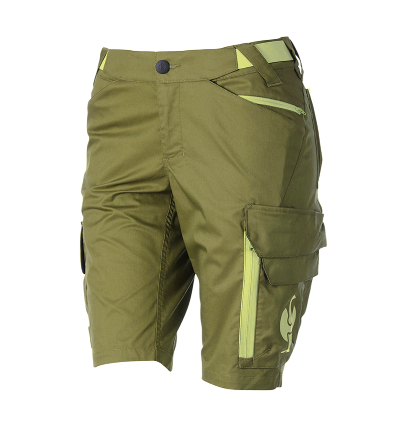 Pantalons de travail: Short e.s.trail, femmes + vert genévrier/vert citron 4
