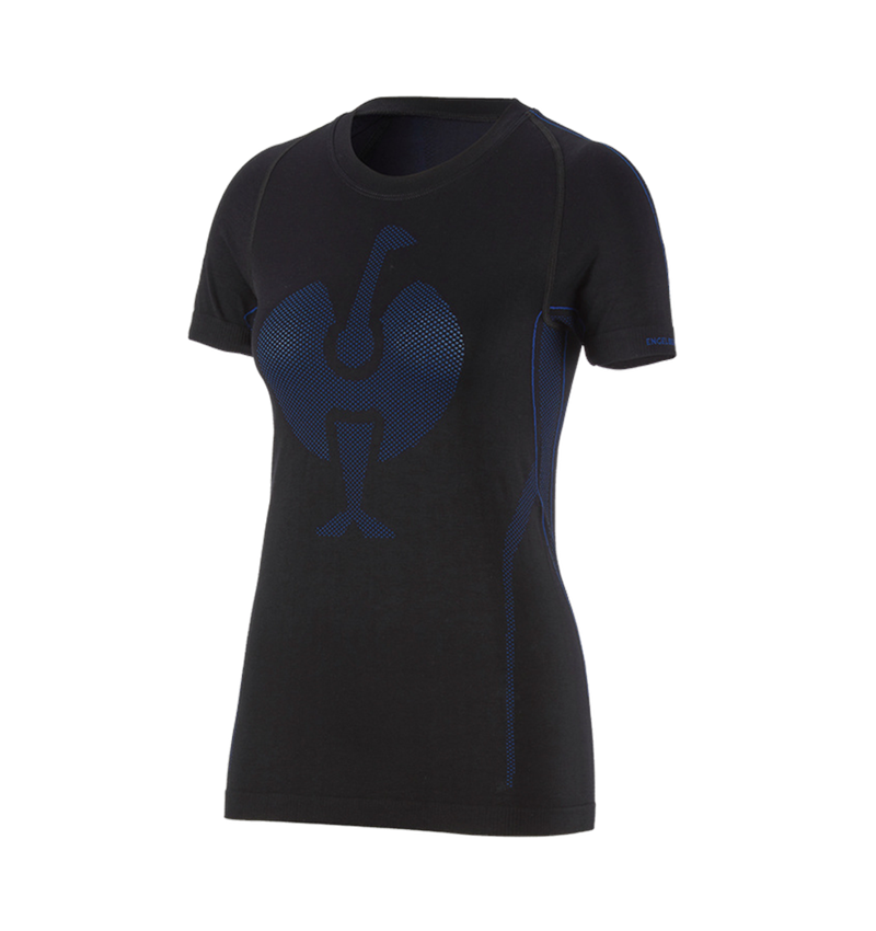 Funktionsunterwäsche: e.s. Funktions-T-Shirt seamless - warm, Damen + schwarz/enzianblau 1