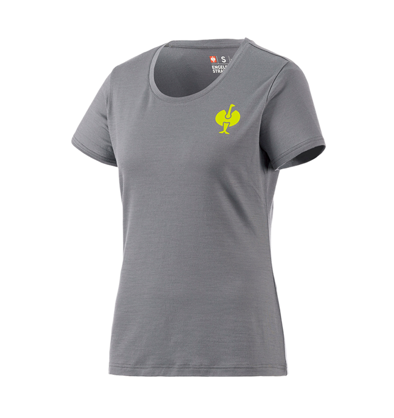 Vêtements: T-Shirt Merino e.s.trail, femmes + gris basalte/jaune acide 2